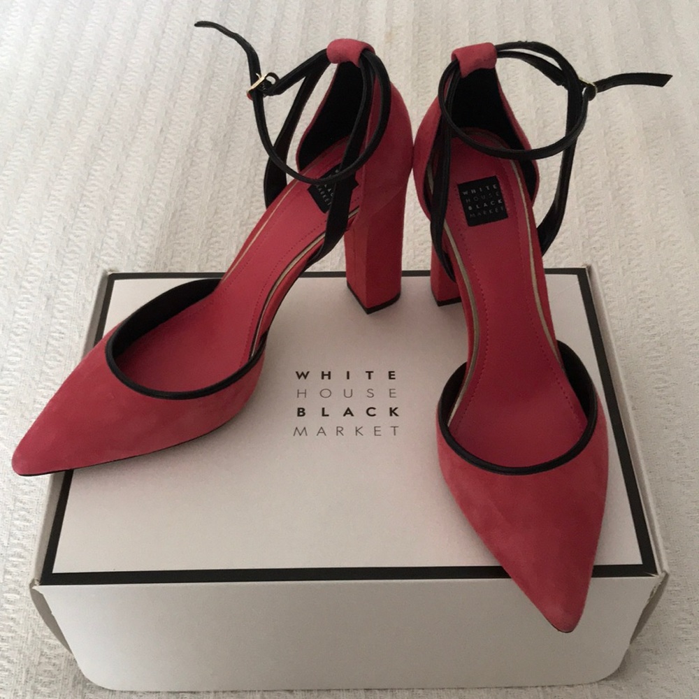 •White House Black Market Pink suede heels•